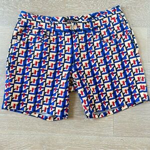 Steele limited edition midcentury modern abstract print shorts 29 5inseam